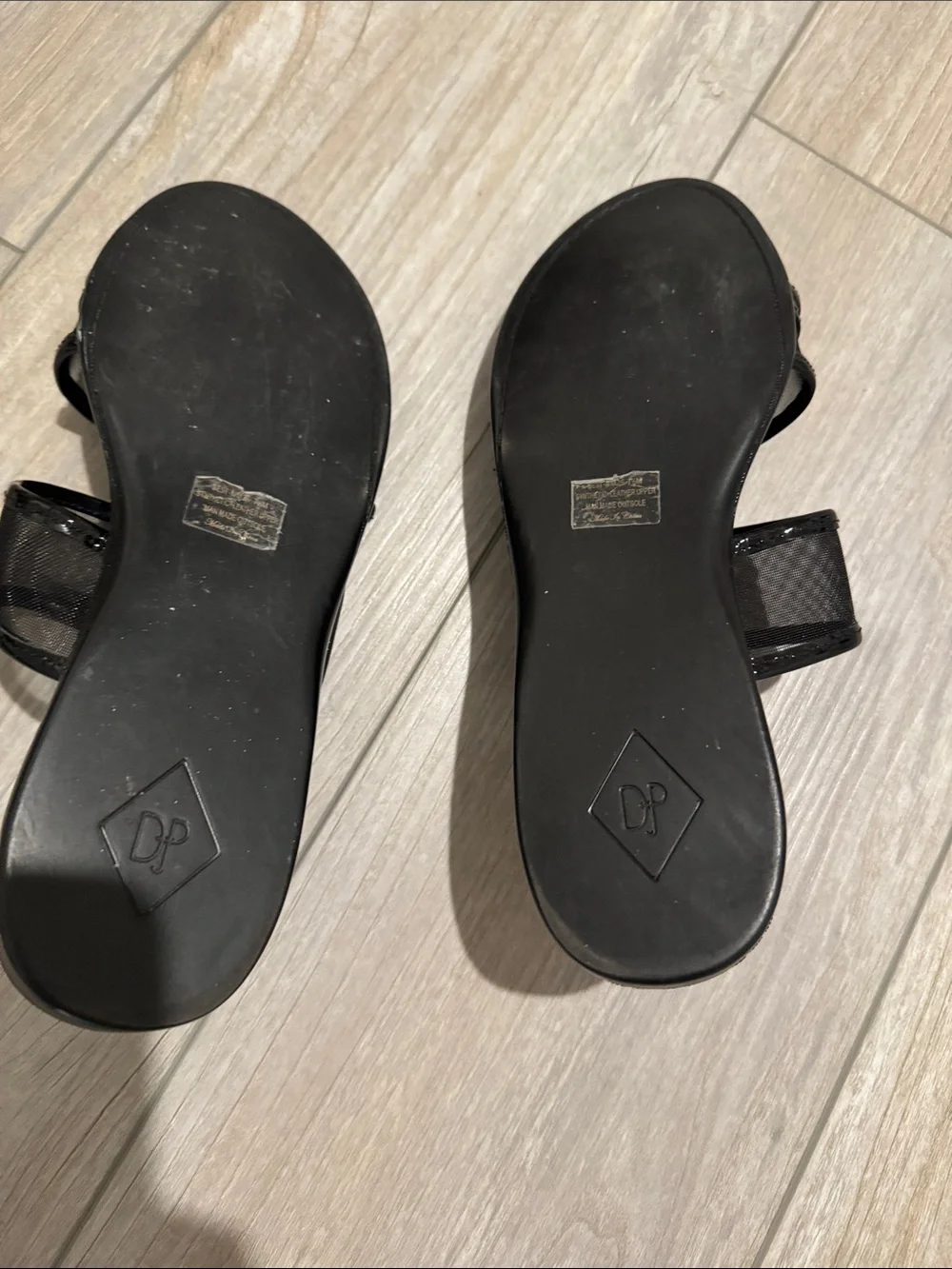 Donald J. Pliner Black Mesh Strappy Slide Sandals 7.5